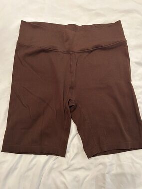 Xersion Women's Ribbed High-Waist Brown Bike Shorts